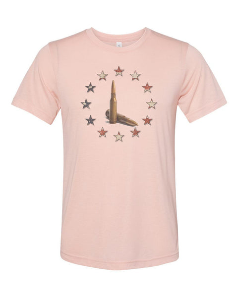 Bullet Shirt, Stars And Bullets, 2nd Amendment Shirt, Gun Shirt, Tactical Shirt, Gun Apparel, Unisex Fit, Gun Lover, Cartridges, Bullets - Chase Me Tees LLC