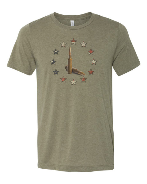 Bullet Shirt, Stars And Bullets, 2nd Amendment Shirt, Gun Shirt, Tactical Shirt, Gun Apparel, Unisex Fit, Gun Lover, Cartridges, Bullets - Chase Me Tees LLC