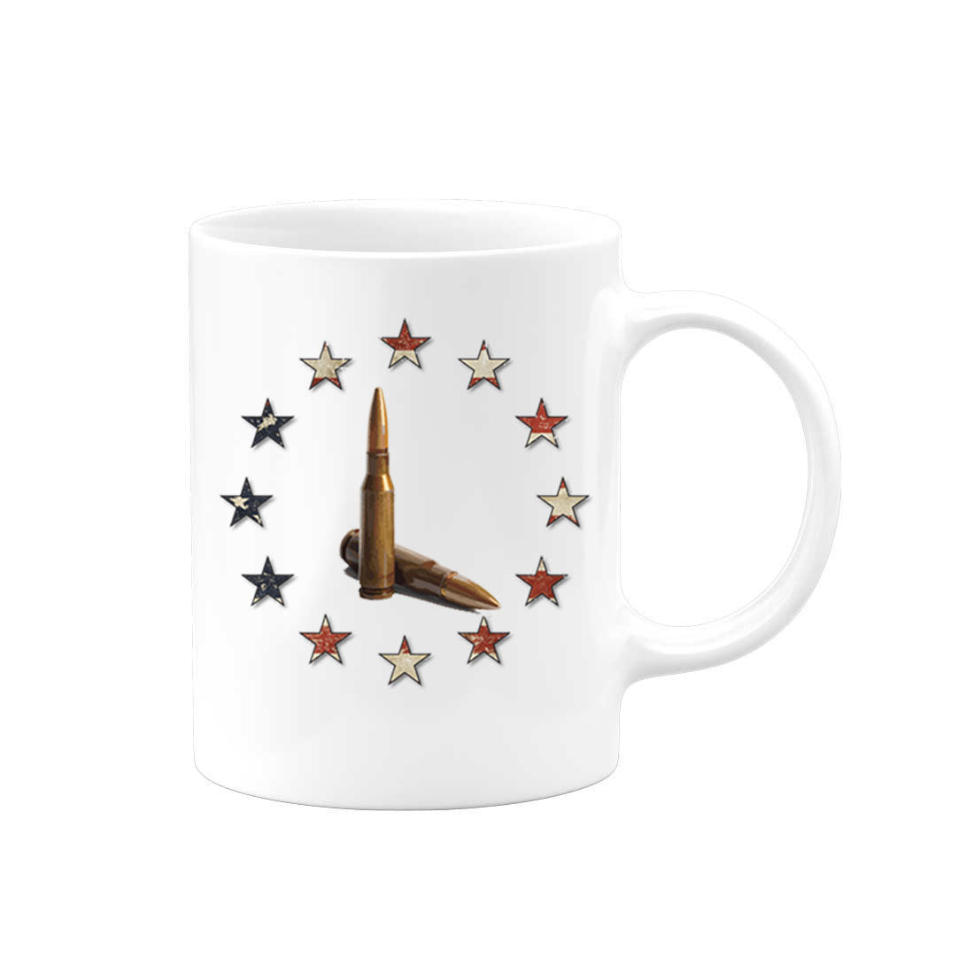 Gun Mug, Stars And Bullets, Patriotic Mug, Gun Gift, Cartridges, 2nd Amendment Mug, Gun Coffee Cup, Gun Lover, Bullet Mug, Gift For Him - Chase Me Tees LLC
