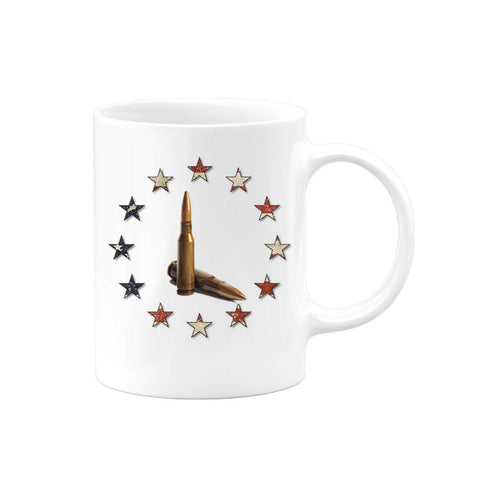 Gun Mug, Stars And Bullets, Patriotic Mug, Gun Gift, Cartridges, 2nd Amendment Mug, Gun Coffee Cup, Gun Lover, Bullet Mug, Gift For Him - Chase Me Tees LLC