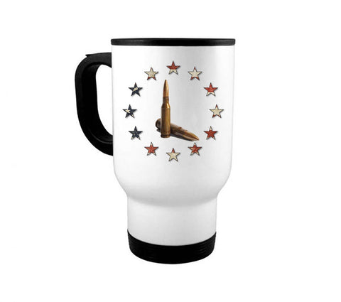 Gun Mug, Stars And Bullets, Patriotic Mug, Gun Gift, Cartridges, 2nd Amendment Mug, Gun Coffee Cup, Gun Lover, Bullet Mug, Gift For Him - Chase Me Tees LLC