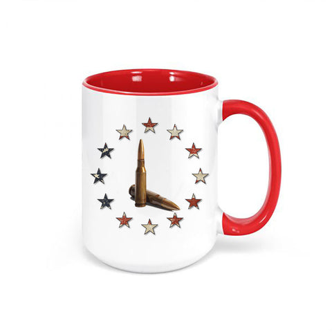 Gun Mug, Stars And Bullets, Patriotic Mug, Gun Gift, Cartridges, 2nd Amendment Mug, Gun Coffee Cup, Gun Lover, Bullet Mug, Gift For Him - Chase Me Tees LLC