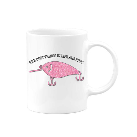 Fishing Mug, Fishing Gift, The Best Things In Life Are Pink, Crappie Fishing Mug, Crappie Coffee Mug, Pink Lures, Pink, Funny Fishing Mug - Chase Me Tees LLC