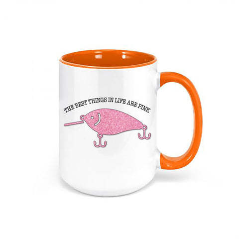 Fishing Mug, Fishing Gift, The Best Things In Life Are Pink, Crappie Fishing Mug, Crappie Coffee Mug, Pink Lures, Pink, Funny Fishing Mug - Chase Me Tees LLC