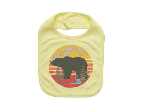 Baby Bib, Bear Sun, Baby Bear Bib, Mountain Baby Bib, Gift For Baby, Cute Baby Bibs, Animal Bib, Super Soft, Sublimated Design, Bear Baby - Chase Me Tees LLC