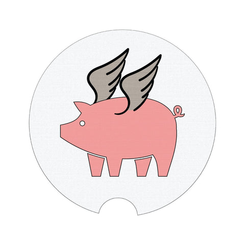 Car Coaster, Pig Wings, Pig Coaster, Pig Lover, Pig Gift, When Pigs Fly, Pigs, Car Accessories, Car Gift, Truck Coaster, Car Drink Coaster - Chase Me Tees LLC