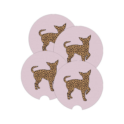 Car Coaster, Leopard Chihuahua, Chihuahua Coaster, Chihuahua Gift, Dog Coaster, Car Accessories, Car Gift, Truck Coaster, Car Drink Coaster - Chase Me Tees LLC