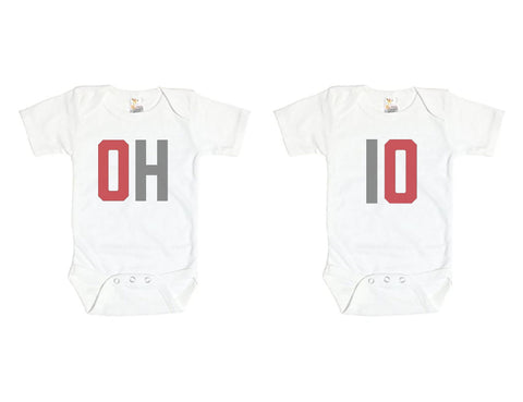 Ohio Twins, OH Baby Outfit, Ohio Onesie, Twins Onesie, Gift For Baby Twins, Ohio Bodysuit, Gift For Baby, Sports Baby Outfit, Sublimated - Chase Me Tees LLC