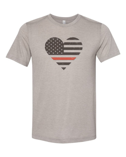 Firefighter Shirt, Firefighter Heart, Support Firefighters, Firefighter Wife, Red Stripe, Unisex Fit, Sublimated Design, Firefighter Wife - Chase Me Tees LLC