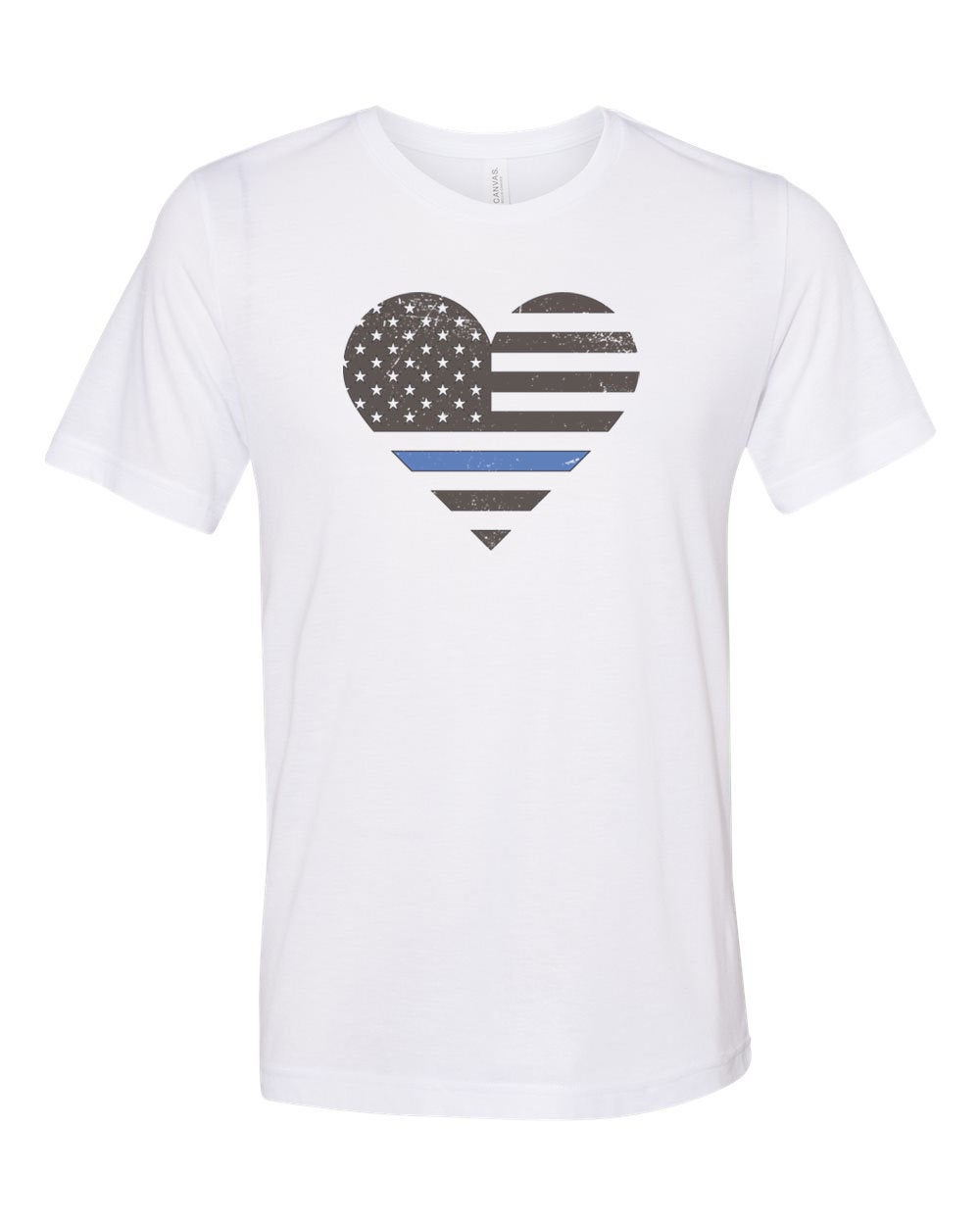Police Shirt, Police Heart, Heart With Blue Line, Cop Shirt, Unisex Fit, Sublimated Design, Thin Blue Line, Police Wife, I Love Police - Chase Me Tees LLC