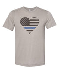 Police Shirt, Police Heart, Heart With Blue Line, Cop Shirt, Unisex Fit, Sublimated Design, Thin Blue Line, Police Wife, I Love Police - Chase Me Tees LLC