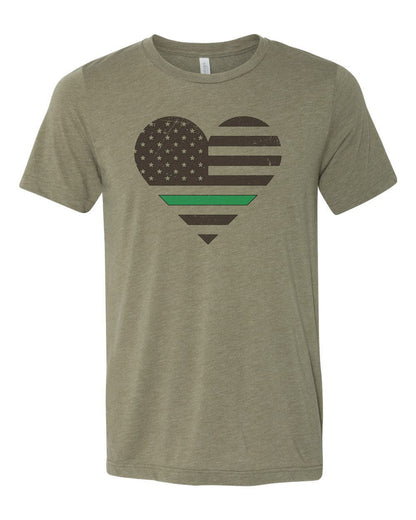 Thin Green Line Shirt, Green Line Heart, Military Shirt, Military Wife, Game Warden Shirt, Armed Forces, Unisex Fit, Sublimated Shirt - Chase Me Tees LLC
