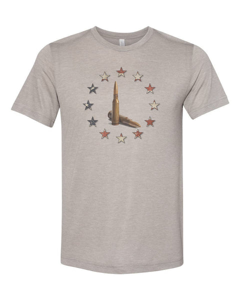 Bullet Shirt, Stars And Bullets, 2nd Amendment Shirt, Gun Shirt, Tactical Shirt, Gun Apparel, Unisex Fit, Gun Lover, Cartridges, Bullets - Chase Me Tees LLC