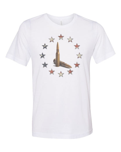 Bullet Shirt, Stars And Bullets, 2nd Amendment Shirt, Gun Shirt, Tactical Shirt, Gun Apparel, Unisex Fit, Gun Lover, Cartridges, Bullets - Chase Me Tees LLC