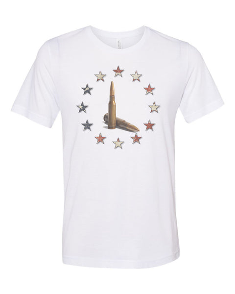 Bullet Shirt, Stars And Bullets, 2nd Amendment Shirt, Gun Shirt, Tactical Shirt, Gun Apparel, Unisex Fit, Gun Lover, Cartridges, Bullets - Chase Me Tees LLC