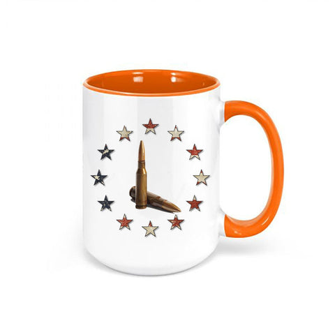 Gun Mug, Stars And Bullets, Patriotic Mug, Gun Gift, Cartridges, 2nd Amendment Mug, Gun Coffee Cup, Gun Lover, Bullet Mug, Gift For Him - Chase Me Tees LLC