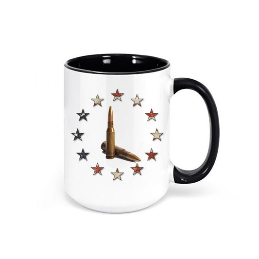 Gun Mug, Stars And Bullets, Patriotic Mug, Gun Gift, Cartridges, 2nd Amendment Mug, Gun Coffee Cup, Gun Lover, Bullet Mug, Gift For Him - Chase Me Tees LLC