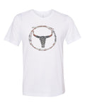 Cow Skull Shirt, Barbwire Skull, Patriotic Shirt, Cowboy Shirt, Boho Shirt, Unisex Fit, Sublimated Design, Skull Shirt, Patriotic Skull - Chase Me Tees LLC