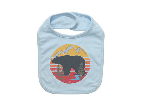 Baby Bib, Bear Sun, Baby Bear Bib, Mountain Baby Bib, Gift For Baby, Cute Baby Bibs, Animal Bib, Super Soft, Sublimated Design, Bear Baby - Chase Me Tees LLC