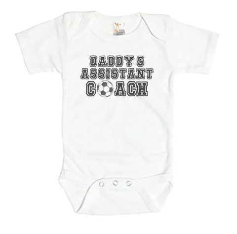 Soccer Onesie, Daddy's Assistant Coach, Baby Soccer Outfit, Futbol Onesie, Soccer Bodysuit, Newborn Soccer Onesie, Soccer Coach Onesie - Chase Me Tees LLC