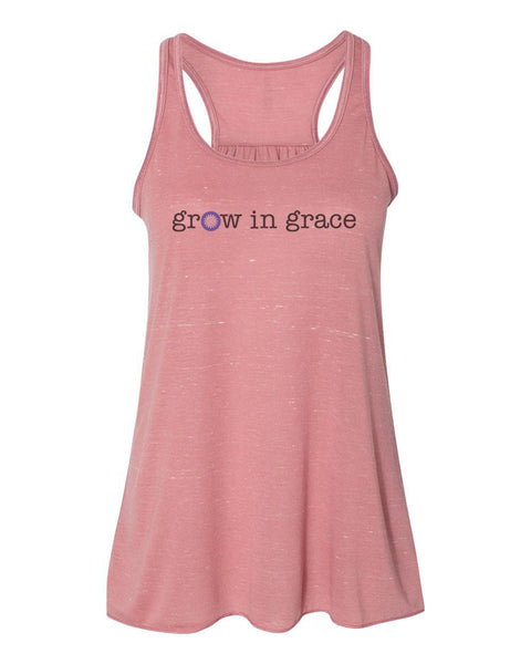 Christian Tank Top, Grow In Grace, Women's Racerback, Christian Racerback, Grace Tank, Gift For Her, Religious Racerback, Sublimated Design - Chase Me Tees LLC