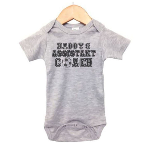 Soccer Onesie, Daddy's Assistant Coach, Baby Soccer Outfit, Futbol Onesie, Soccer Bodysuit, Newborn Soccer Onesie, Soccer Coach Onesie - Chase Me Tees LLC