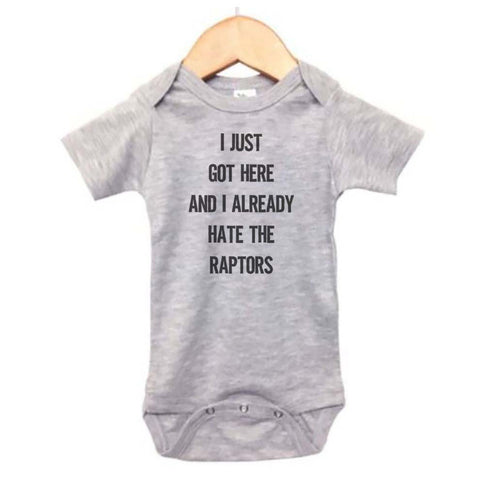 Nets Onesie, I Just Got Here And I Already Hate The Raptors, Basketball Onesie, Brooklyn Onesie, Super Soft, Sublimated Design, B-ball Baby - Chase Me Tees LLC