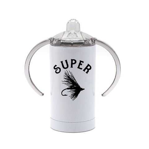 Fishing Sippy Cup, Super Fly, Baby Fly Fishing Cup, Baby Fishing Gift, Infant Sippy Cup, Funny Sippy Cups, Sublimated Design, Gift For Baby - Chase Me Tees LLC